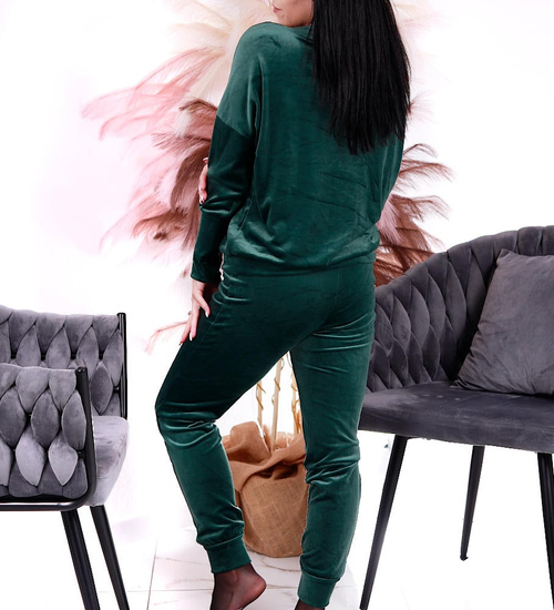 Zielony welurowy dres z guziczkami /H2 A3-2 UB559 T637/