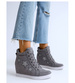 Szare sneakersy na niskim koturnie /A3-2 8010 T393/