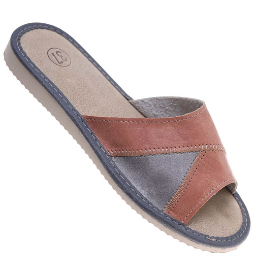 Szaro brązowe klapki domowe /G13-1 10934 S195/