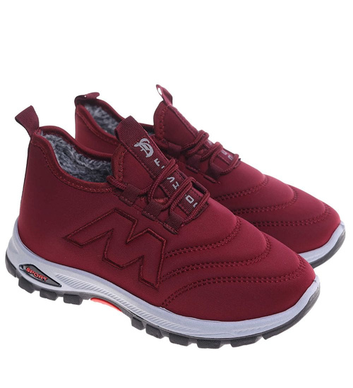 Ocieplane buty chłopięce sportowe Bordowe /B5-3 18160 T336/