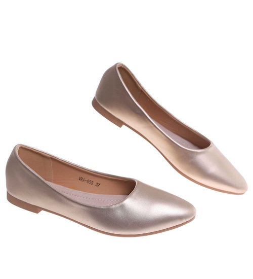 Złote baleriny damskie gładkie /i6-1 18625 W55/