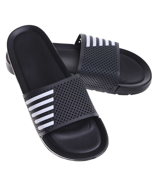 Czarne wodoodporne klapki męskie plażowe /A10-1 18371 T188/