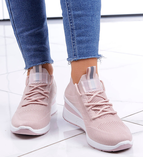 Różowe trampki sneakersy na koturnie /C2-3 13183 T395/
