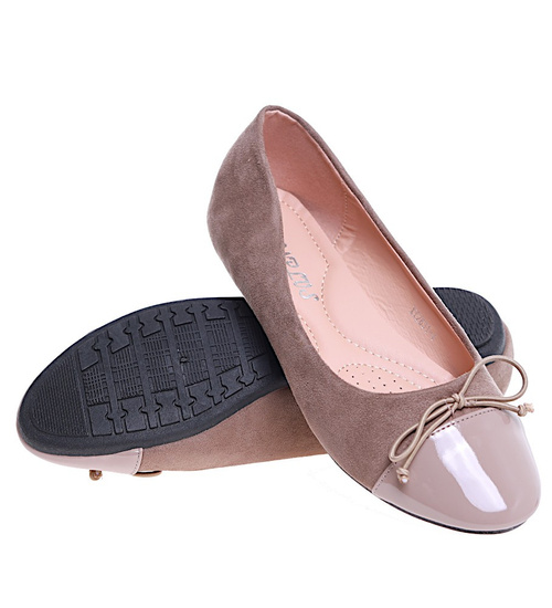 Baleriny damskie z kokardką Khaki /D9-2 16006 T181/