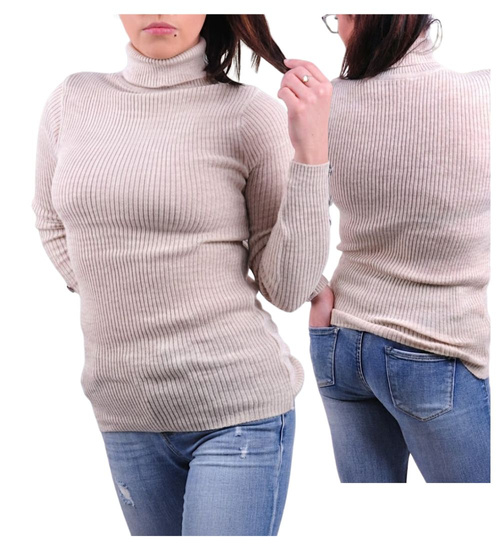 Damski beżowy golf z guziczkami /D8-1 UB287 U108/