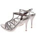 Błyszczące srebrne sandały na szpilce /B4-2 17902 G182/