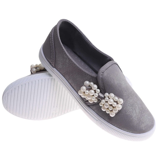 Tenisówki dziewczęce Wsuwane szare trampki /F5-2 17852 T111/