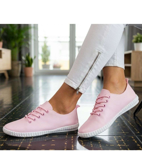 Różowe tenisówki damskie sznurowane /D6-2 15812 T130/