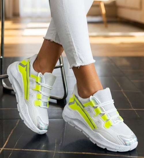 Damskie sneakersy Żółty Neon /B6-2 10097 S289/