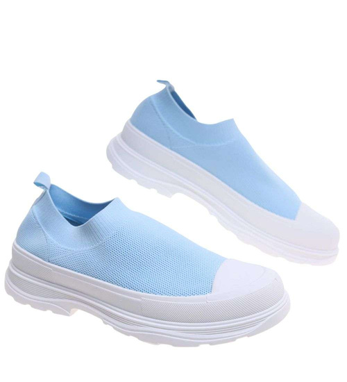 Błękitne trampki na platformie wsuwane /E1-3 18746 T7/