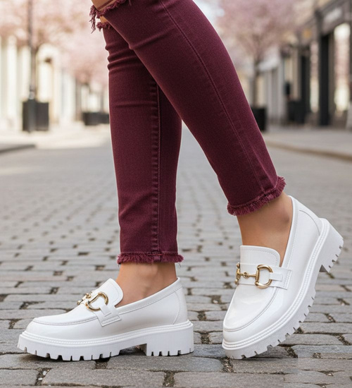 Wiosenne beżowe mokasyny damskie /A7-3 15446 T479/