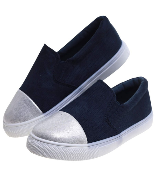 Wsuwane granatowe trampki dziewczęce slip on /D5-2 13683 T004/