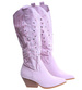 Ażurowe kozaki damskie na obcasie Fioletowe /B1-2 14753 T108/