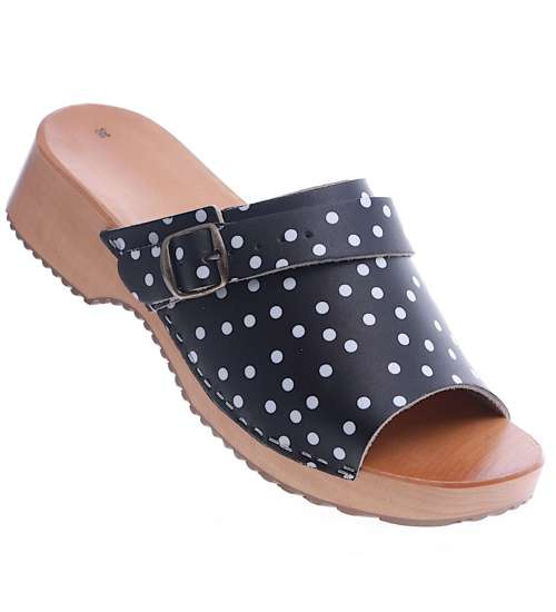 Skórzane klapki otwarte drewniaki chodaki /E6-1 4367A S425/