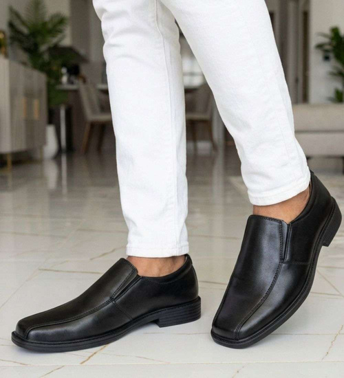 Czarne wkładane półbuty pantofle męskie /G3-3 18674 T299/