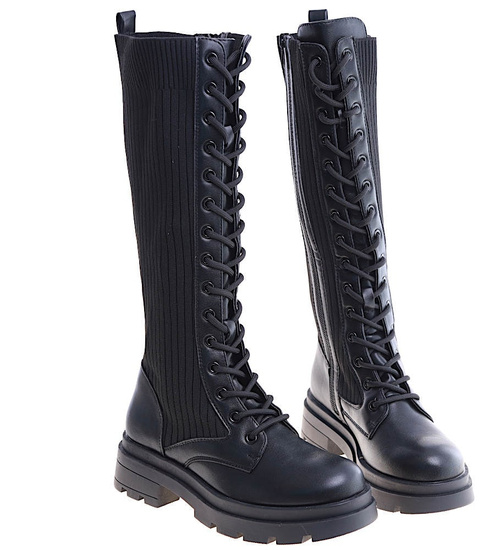 Czarne wysokie trapery glany /C5-2 14960 T6/