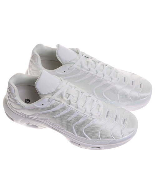 Białe sznurowane męskie buty sportowe /B4-3 17967 W388/