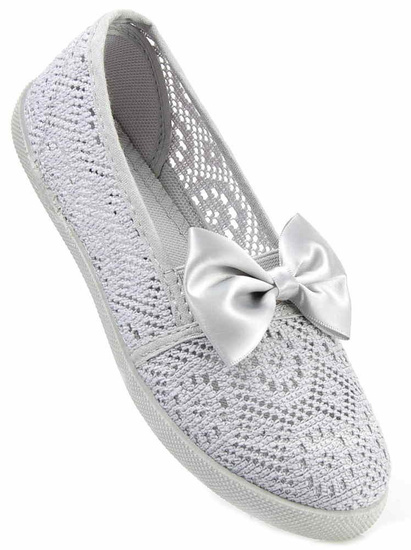 Ażurowe dziewczęce balerinki jak trampki SZARE /F10-2 1953 S195/