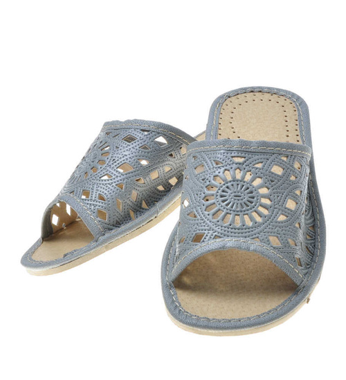 Domowe damskie klapki z Podhala SZARE  /A4-1 6141 S172/