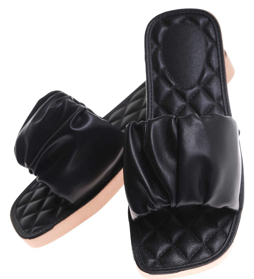 Czarne casualowe klapki damskie /G2-2 17738 W066/