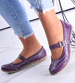 Purpurowe damskie półbuty z paseczkiem /C6-3 12334  T085/