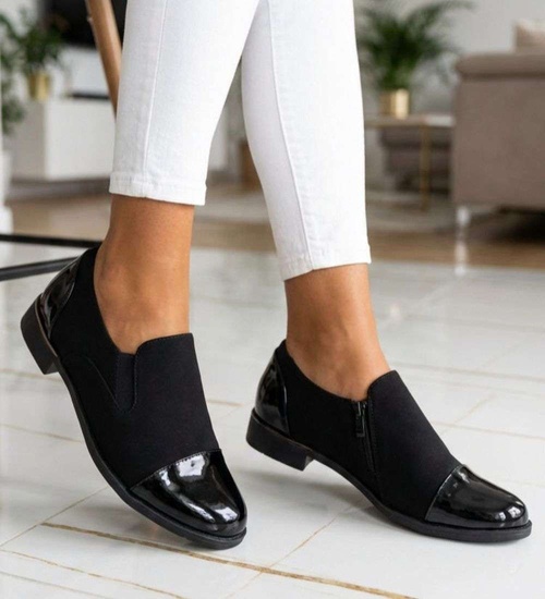 Czarne wizytowe półbuty damskie /G12-1 18704 T2/