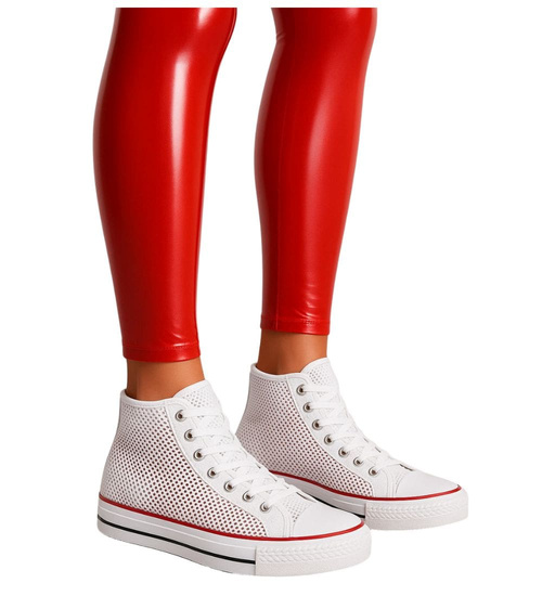 Białe ażurowe trampki damskie na lato /D3-1 16329 G9-84/