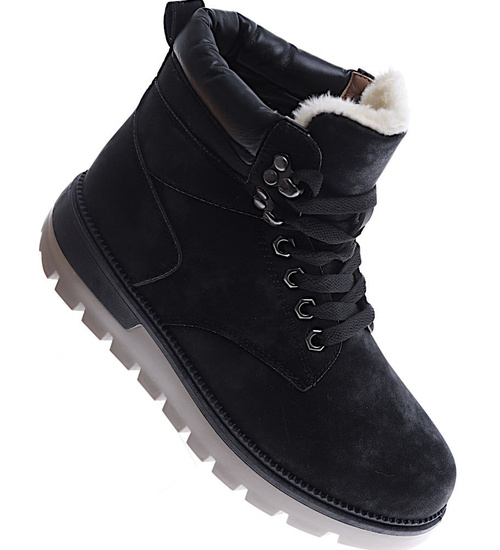 Ocieplane czarne trapery damskie /G4-3 15029 T338/