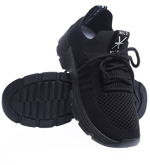 Wsuwane czarne buty sportowe damskie /D6-3 15618 T256/