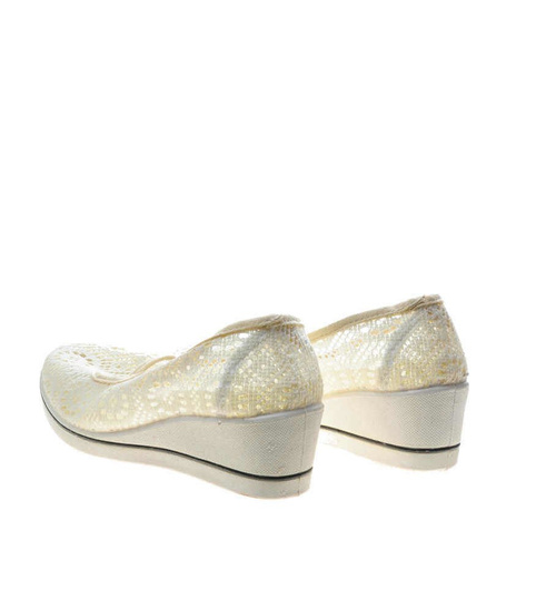 Trampki na niskim koturnie dziewczęce BEIGE /F9-1 4819 S089/