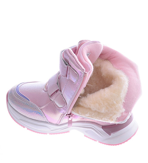 Ocieplane sportowe botki dziewczęce Różowe /C6-2 12681 T545/