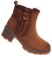 Karmelowe botki damskie na grubym obcasie /F10-2 18245 W477/
