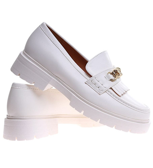 Białe półbuty damskie na platformie /F3-3 17243 G135/