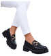 Czarne loafersy damskie półbuty na platformie /F2-2 15478 T336/