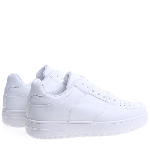 Białe damskie trampki na niskiej platformie /G2-3 13619 T484/