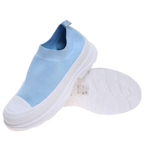 Błękitne trampki na platformie wsuwane /E1-3 18746 T7/