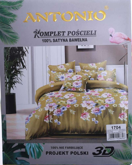 Zielona pościel z motywem kwiatów 160x200 /H2-K9 14281 S341/