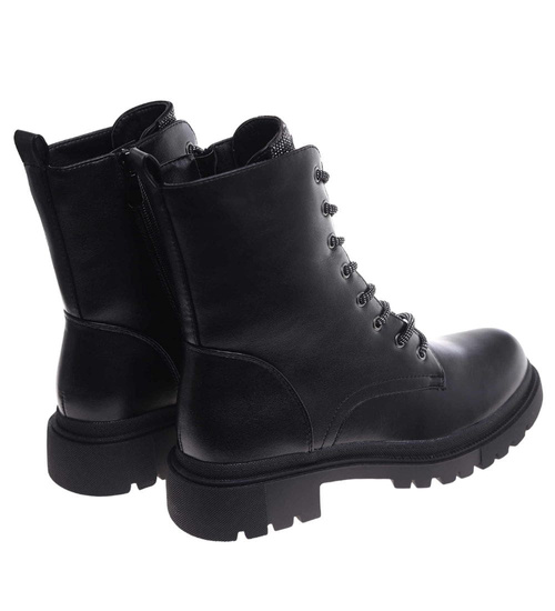 Botki trapery sznurowane z futerkiem /B1-1 18177 T434/