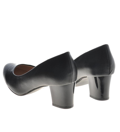 Czółenka damskie na słupku Czarne /C1-2 9725 S491/