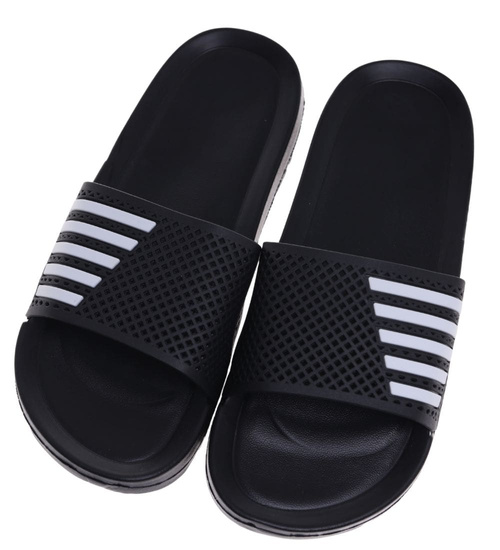 Klapki damskie na basen wodoodporne czarne ażurowe /F7-1 18638 T187/