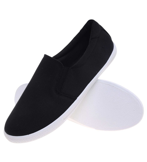 Wsuwane materiałowe trampki slip on Czarne /G13-3 18739 T280/