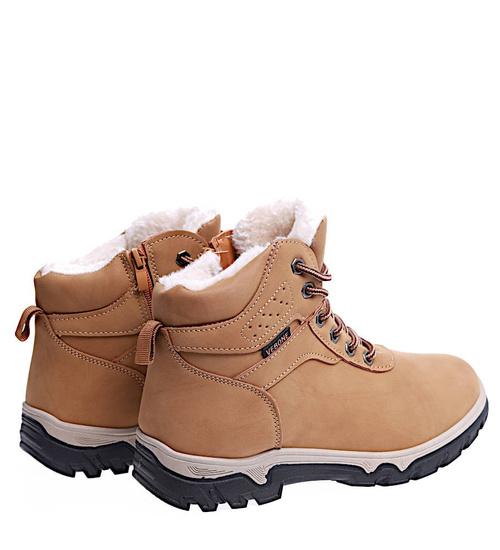 Grubo ocieplane camelowe buty trekkingowe /F4-2 15323 T631/