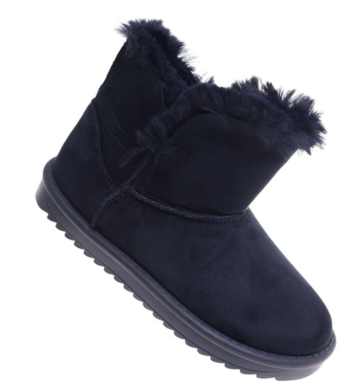 Granatowe kozaki śniegowce z futerkiem /A2-2 17093 T195/