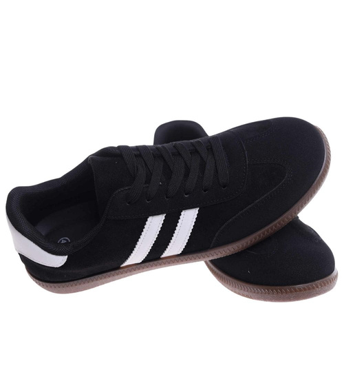 Czarne trampki halówki męskie z zamszu /D8-1 18157 T486/