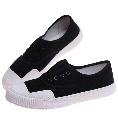 Wsuwane czarne trampki damskie /F4-1 15970  G150/