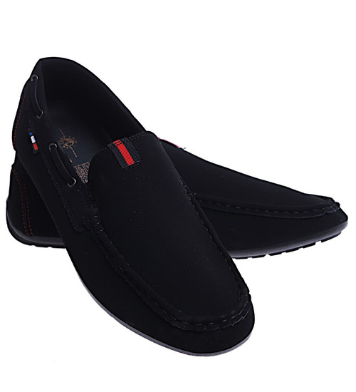 Męskie półbuty mokasyny Czarne /E3-2  14743 S494/