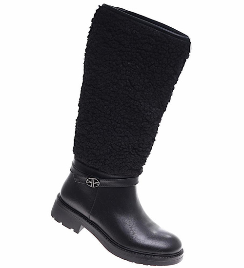 Czarne kozaki płaskie kozaki damskie /E9-1 16918 G285/