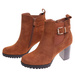 Botki damskie na obcasie Karmelowe /G3-3 18265 W327/