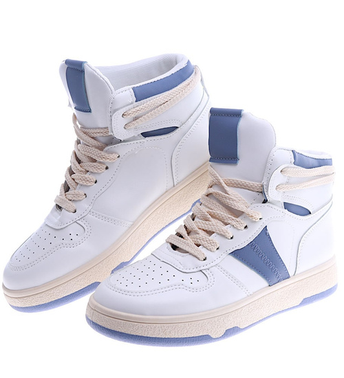 Biało niebieskie trampki z wysoką cholewką /B1-2 13525 T285/