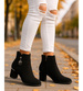 Czarne eleganckie botki na niskim obcasie /D4-3 18270 W483/